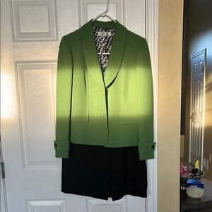 Green Blazer with Black Accents